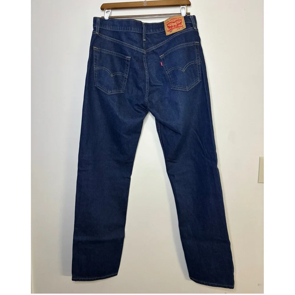 Levis 505‎ Regular Fit Straight Leg Dark Wash Jeans Mens 34x32 Blue Denim Pants